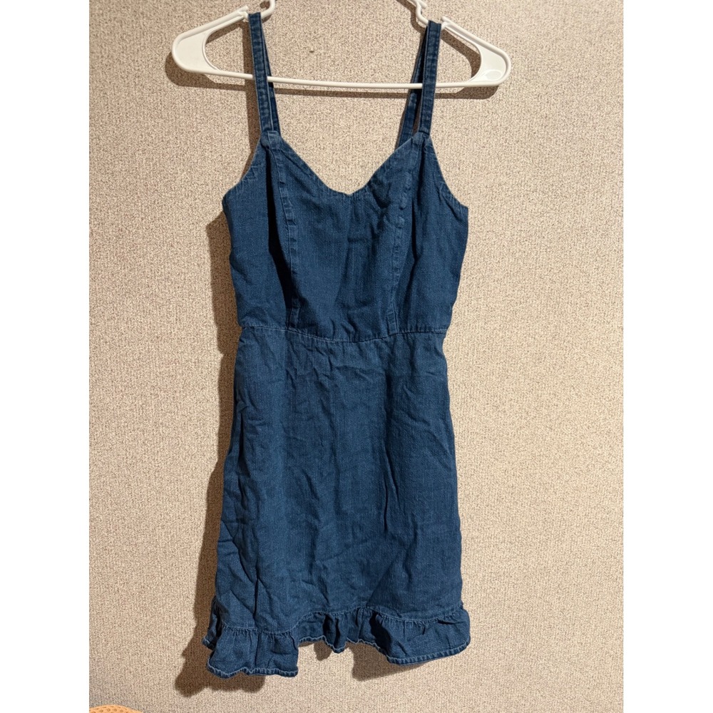 Old Navy Womens Denim Ruffle Hem Mini Dress Blue XS Smocked‎ Back Sun Dress
